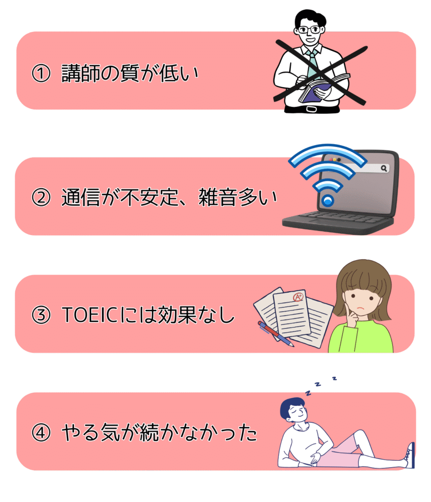DMM英会話のネガティブな口コミ5選